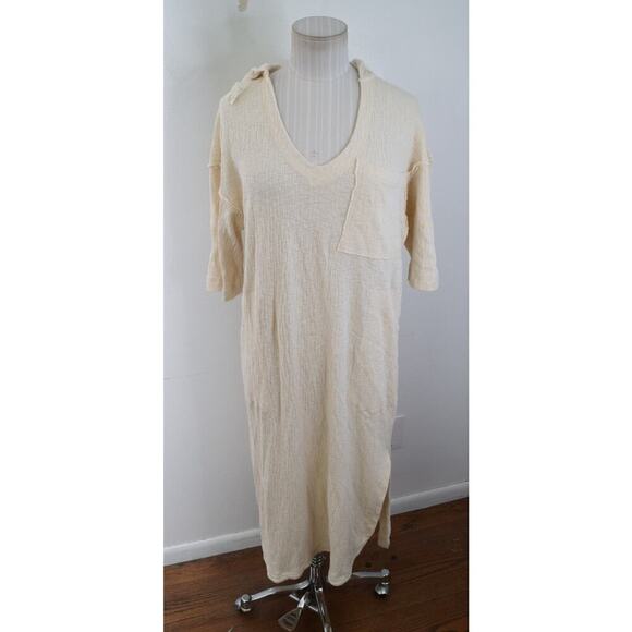 Free People Beach Dress Womens XS Ribbed Hooded Short Sleeve Pocket Maxi Cover - Picture 1 of 5